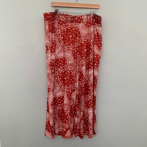 NEW‎ Suzanne Betro red white handkerchief print stretchy wide leg elastic pants